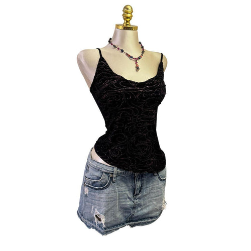 Y2K Vintage Black Pink Glitter Top [S]