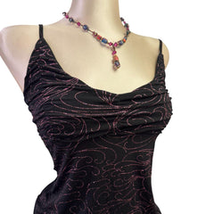 Y2K Vintage Black Pink Glitter Top [S]