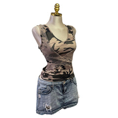 Y2K Vintage Brown Green Camo Net Top [M]