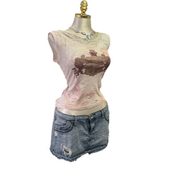 90s Vintage Pink Tie Dye Lion Crest Top  [L]