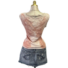 90s Vintage Pink Tie Dye Lion Crest Top  [L]