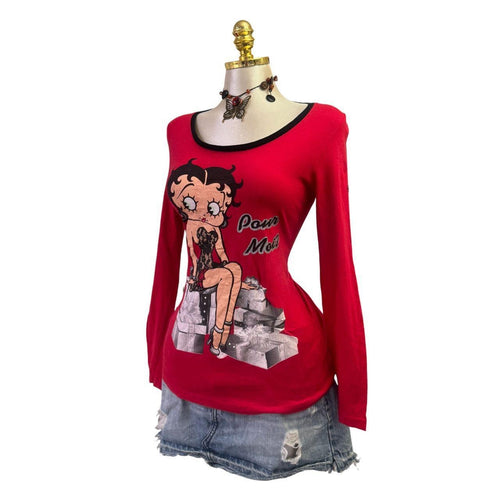 90s Vintage Red Betty Boop "Pour Moi" Presents Top [S]