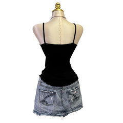 Y2K Vintage Black Pink Sequin Trim Tank Top [S]