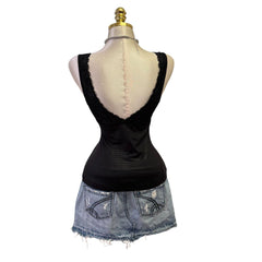 Y2K Vintage Black Lace Snakeskin Paris Top  [M]