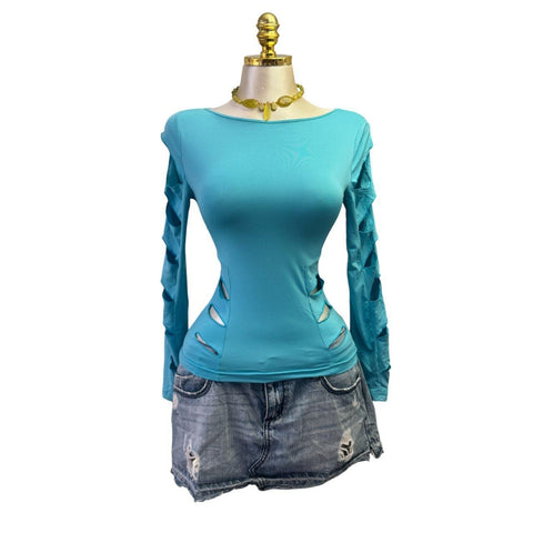 Y2k Vintage White Zipper Collared Halter Top [S]