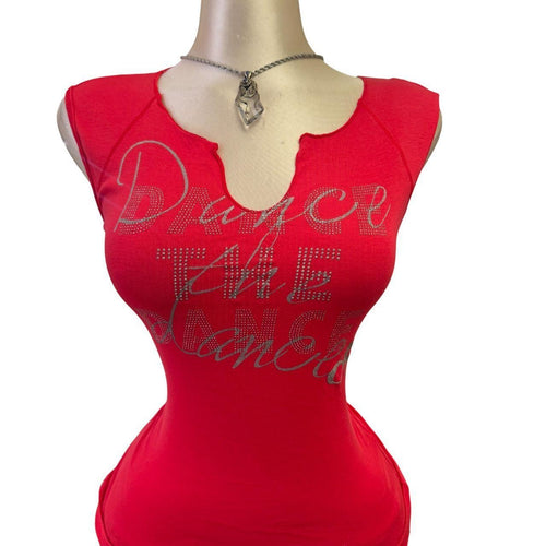 Y2K Vintage Red Dance The Dance Silver Glitter Top [M]