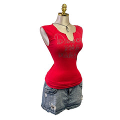 Y2K Vintage Red Dance The Dance Silver Glitter Top [M]