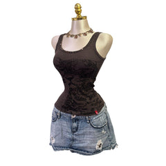 Y2K Vintage Brown Gold Cheetah Sparkle Top [S]