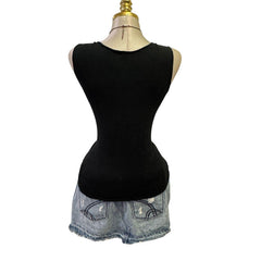 90s Vintage Black Butterfly Sequin Top  [L]
