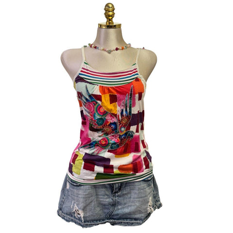 90s Vintage Yellow Tank "Naughty Girl" Top  [XS]