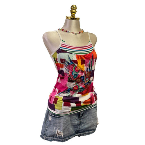 90s Vintage Desigual Multi Color Bird Top [S]