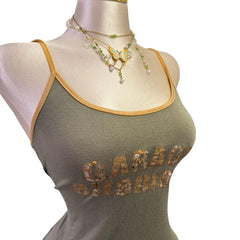 Y2K Vintage "Garage Altamont" Green Sequin Tank Top [S]