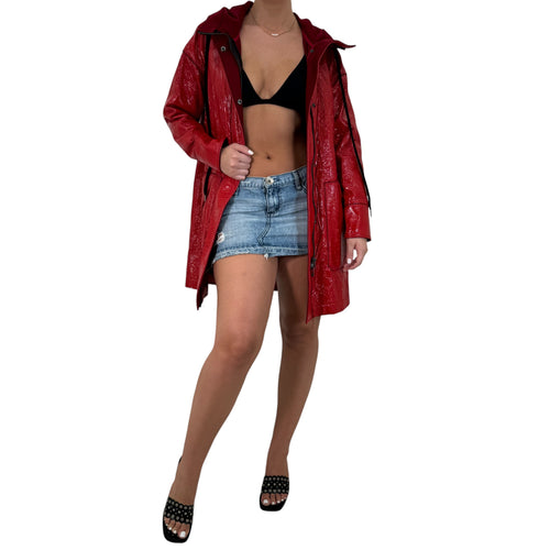 Y2k Vintage Elizabeth + James Red Shiny Zip Front Jacket [XS]