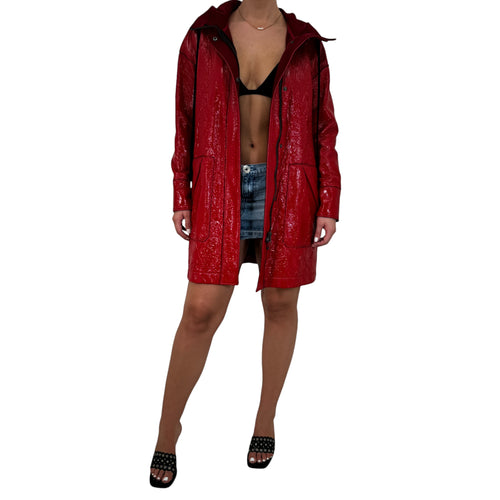 Y2k Vintage Elizabeth + James Red Shiny Zip Front Jacket [XS]