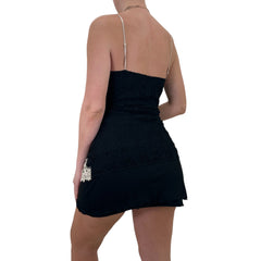 Y2k Vintage Black + Beige Lace Floral Slip Dress [M, L]