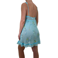 Y2k Vintage Victoria's Secret Blue Floral Sheer Slip Dress [M]