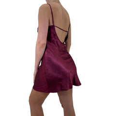 Y2k Vintage Burgundy Satin Mini Slip Dress [S]
