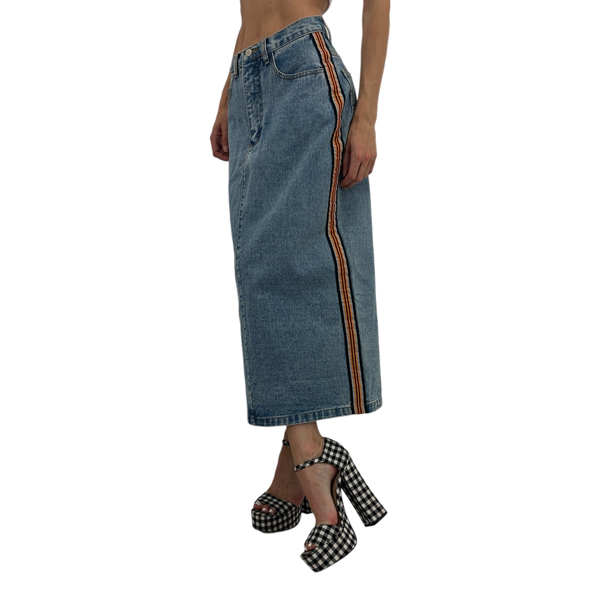 Y2k Vintage Blue Denim Maxi Skirt [XS]