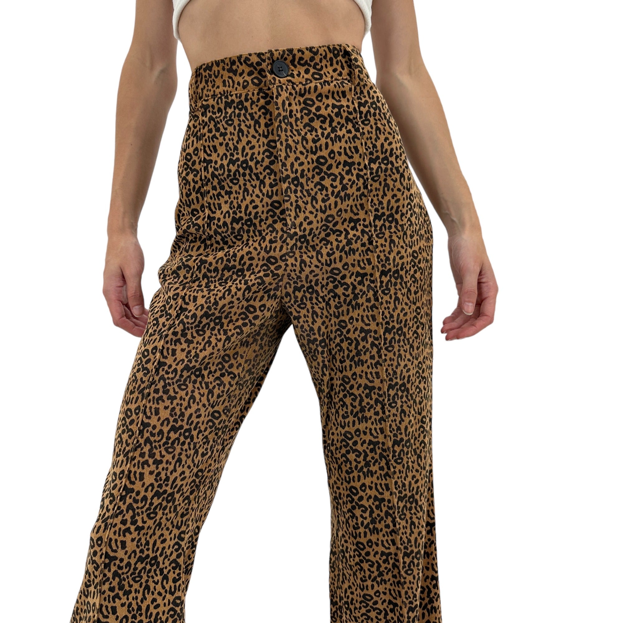 Y2k Vintage Brown Leopard High Waisted Straight Pants [S]