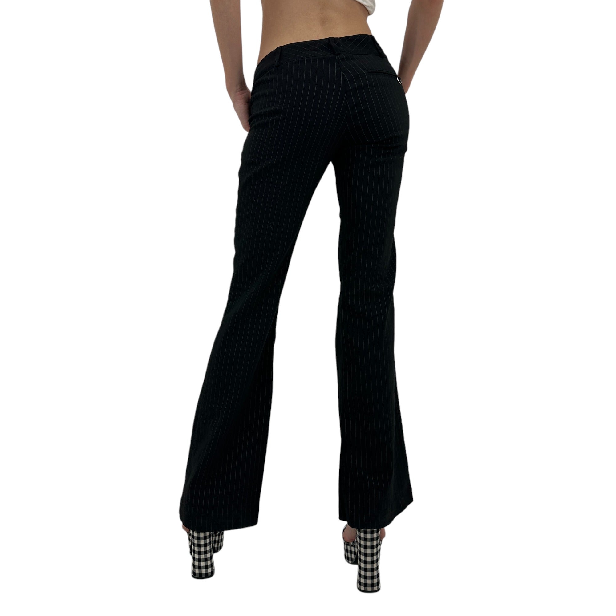 Y2k Vintage Black Pinstripe Flare Pants [XS]
