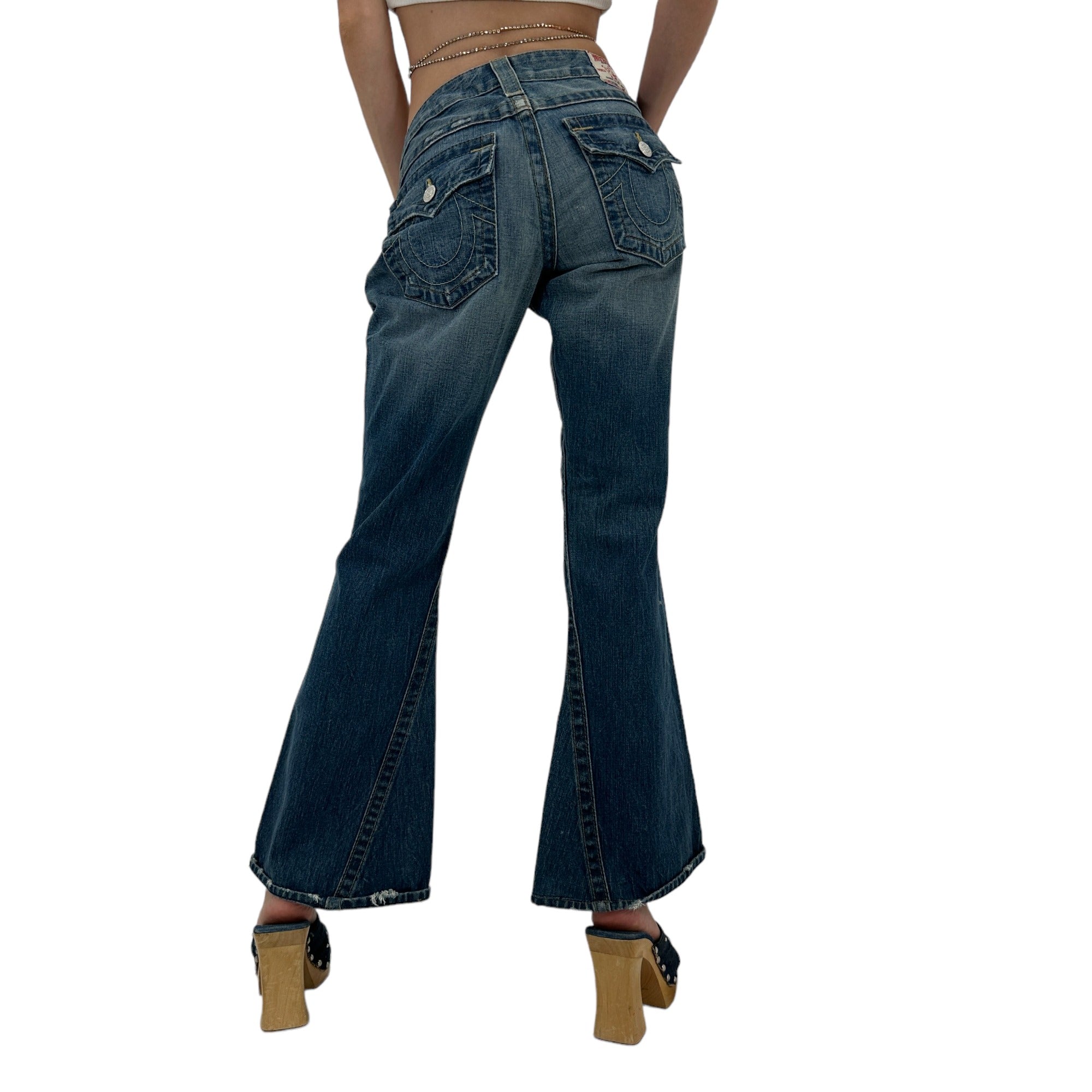 Y2k Vintage True Religion Blue Lace Up Wide Leg Jeans [S]