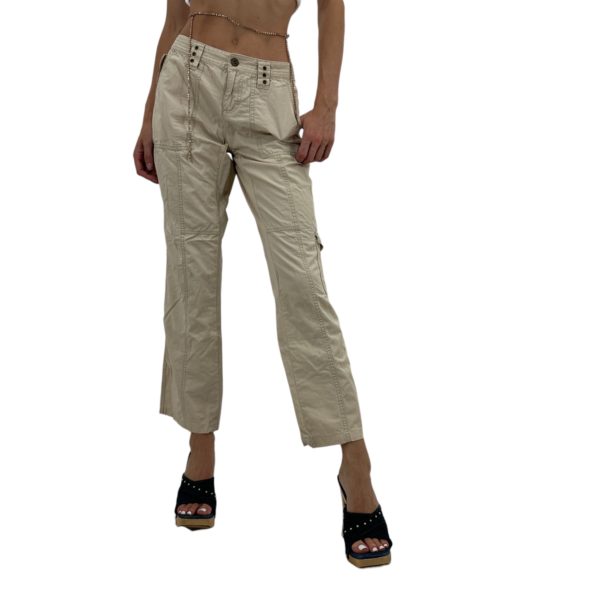 Y2k Vintage Khaki Beige Cargo Pants [S]
