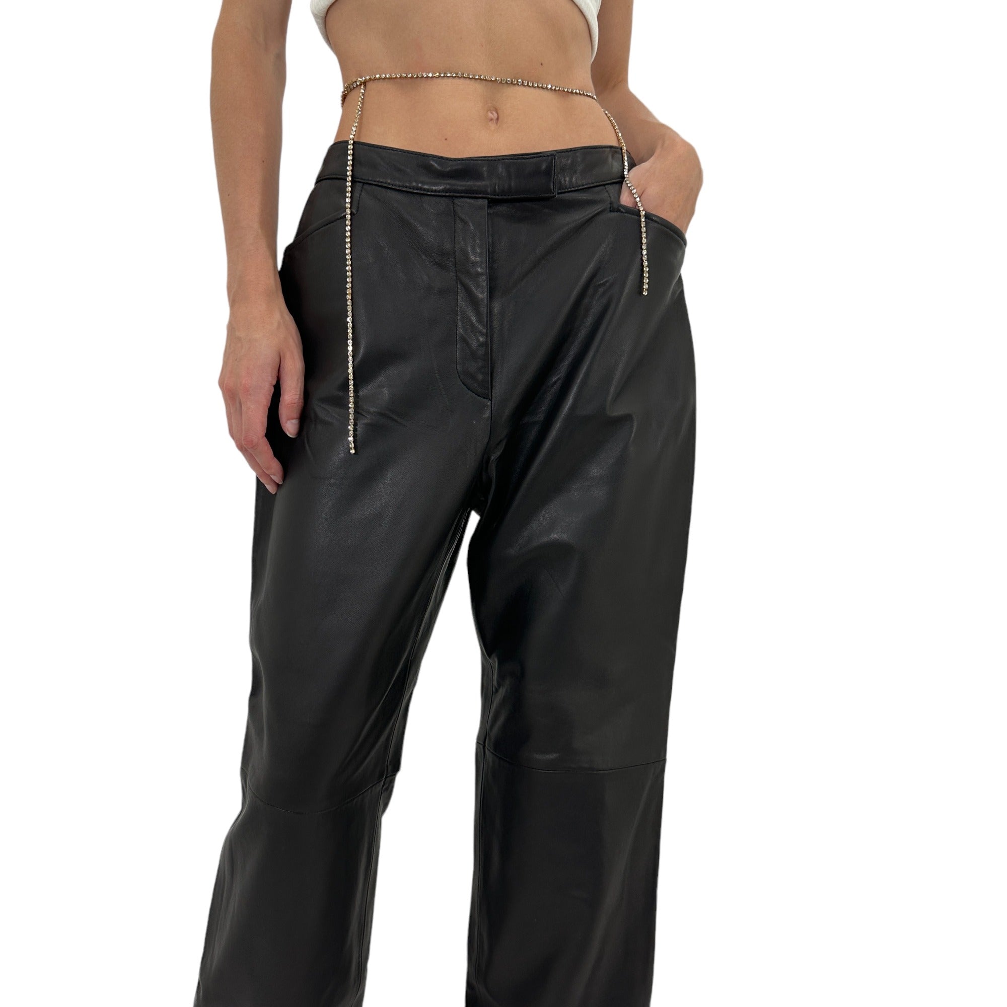 Y2k Vintage Nordstrom Black Genuine Leather Pants [S]
