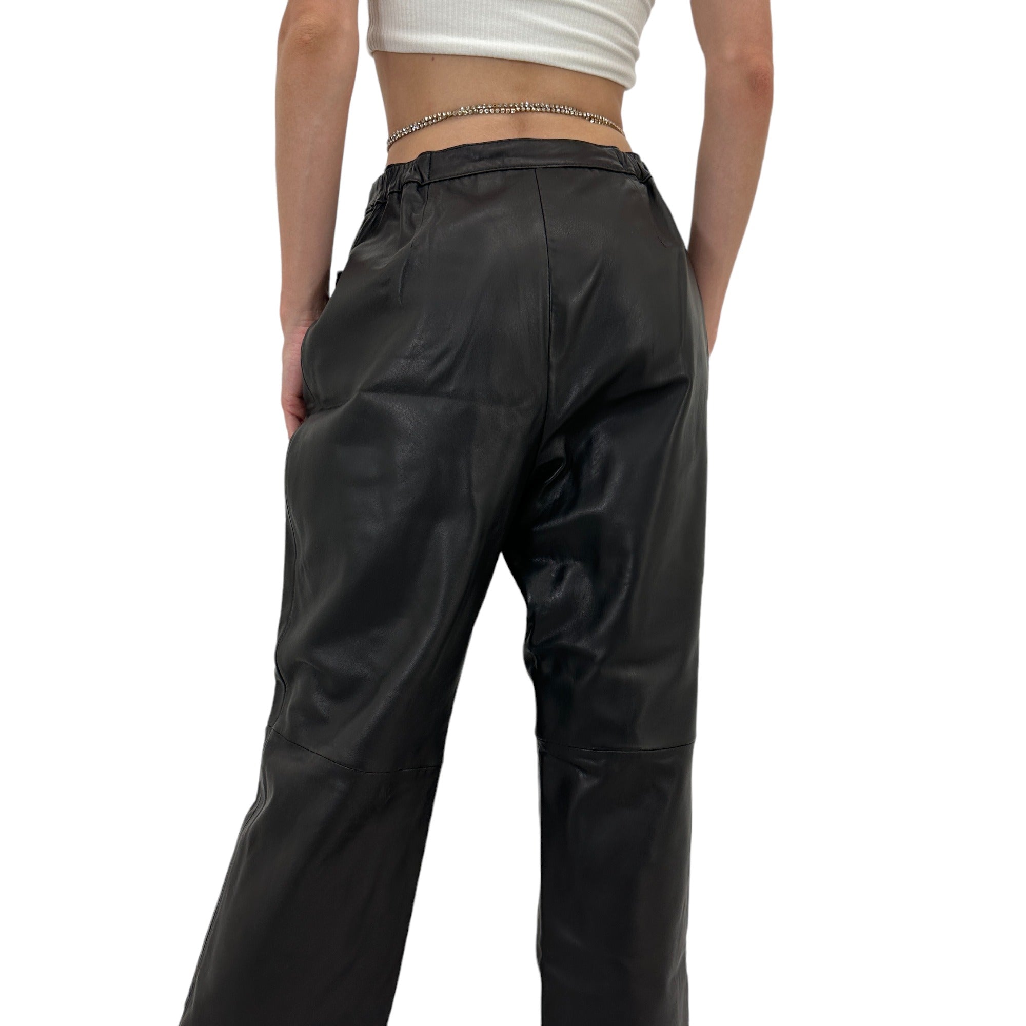 Y2k Vintage Nordstrom Black Genuine Leather Pants [S]