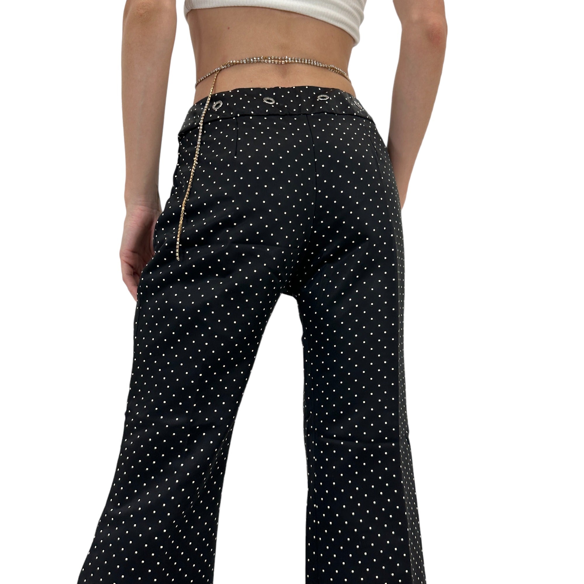 Y2k Vintage Black + White Polka Dots Straight Pants [S]