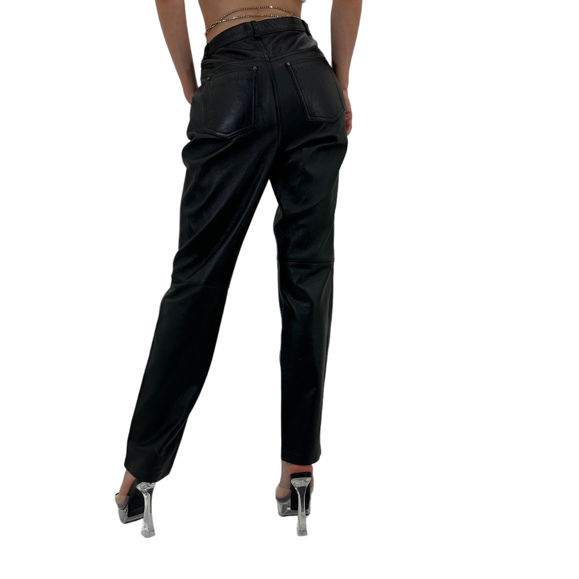 Y2k Vintage Black Straight Leather Pants [S]