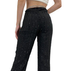 Y2k Vintage Black Sequin Straight Pants [XS, S]