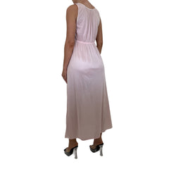 90s Vintage Pink + White V-Neck Slip Maxi Dress [M, L]