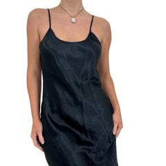 Y2k Vintage Black Satin Slip Dress [M]