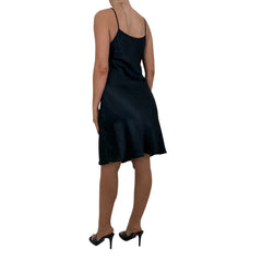 Y2k Vintage Black Satin Slip Dress [M]