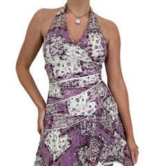 Y2k Vintage Purple Floral Halter Dress [S, M]