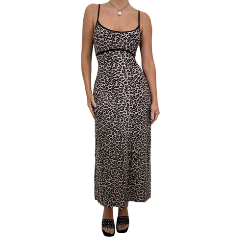 Y2k Vintage Brown Cheetah Maxi Slip Dress [M]
