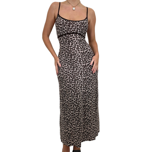 Y2k Vintage Brown Cheetah Maxi Slip Dress [M]