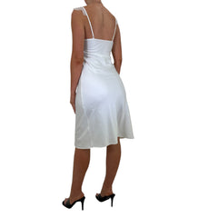 Y2k Vintage White Floral Lace Trim Slip Dress [S]