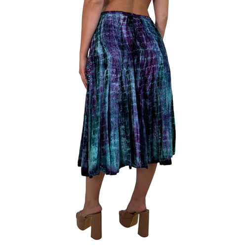 Y2k Vintage Purple + Teal Velvet Sequin Midi Skirt [M]