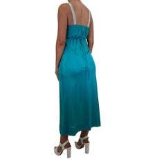 90s Vintage blue + White Slip Maxi Dress [S, M]