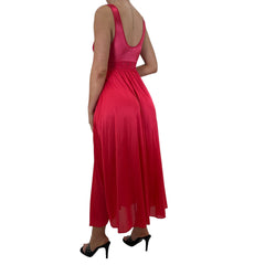 90s Vintage Red Floral Lace Slip Maxi Dress [M, L]