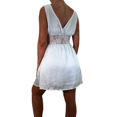 Y2k Vintage White Floral Lace Slip Dress [S]