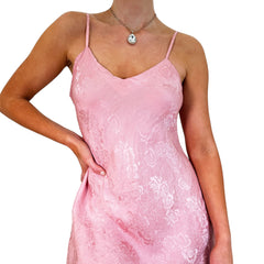 90s Vintage Victoria's Secret Pink Floral Silk Mini Slip Dress [S]