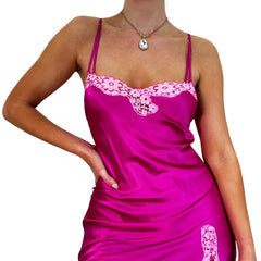 Y2k Vintage Victoria's Secret Pink Satin Mini Slip Dress [M]