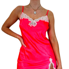 Y2k Vintage Victoria's Secret Hot Pink Satin Mini Slip Dress [S, M]