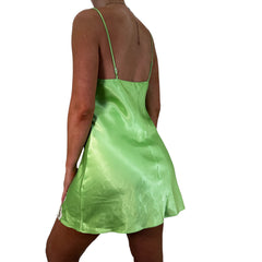 Y2k Vintage Green Satin Mini Slip Dress [S]