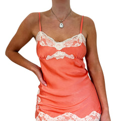Y2k Vintage Orange + White Silk Mini Slip Dress [M]