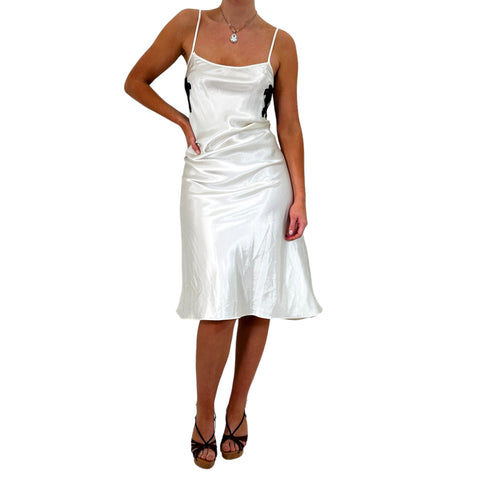 Y2k Vintage White Floral Lace Mini Slip Dress [S]
