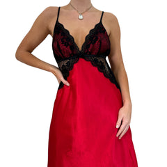 Y2k Vintage Red + Black Satin Slip Maxi Dress [L]