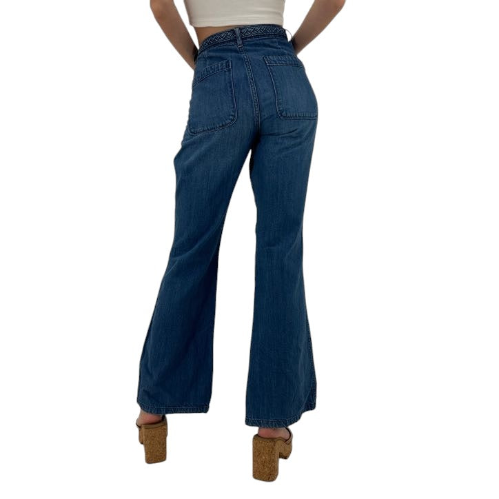 Y2k Vintage Gap Braided Blue Wide Leg Jeans [M]